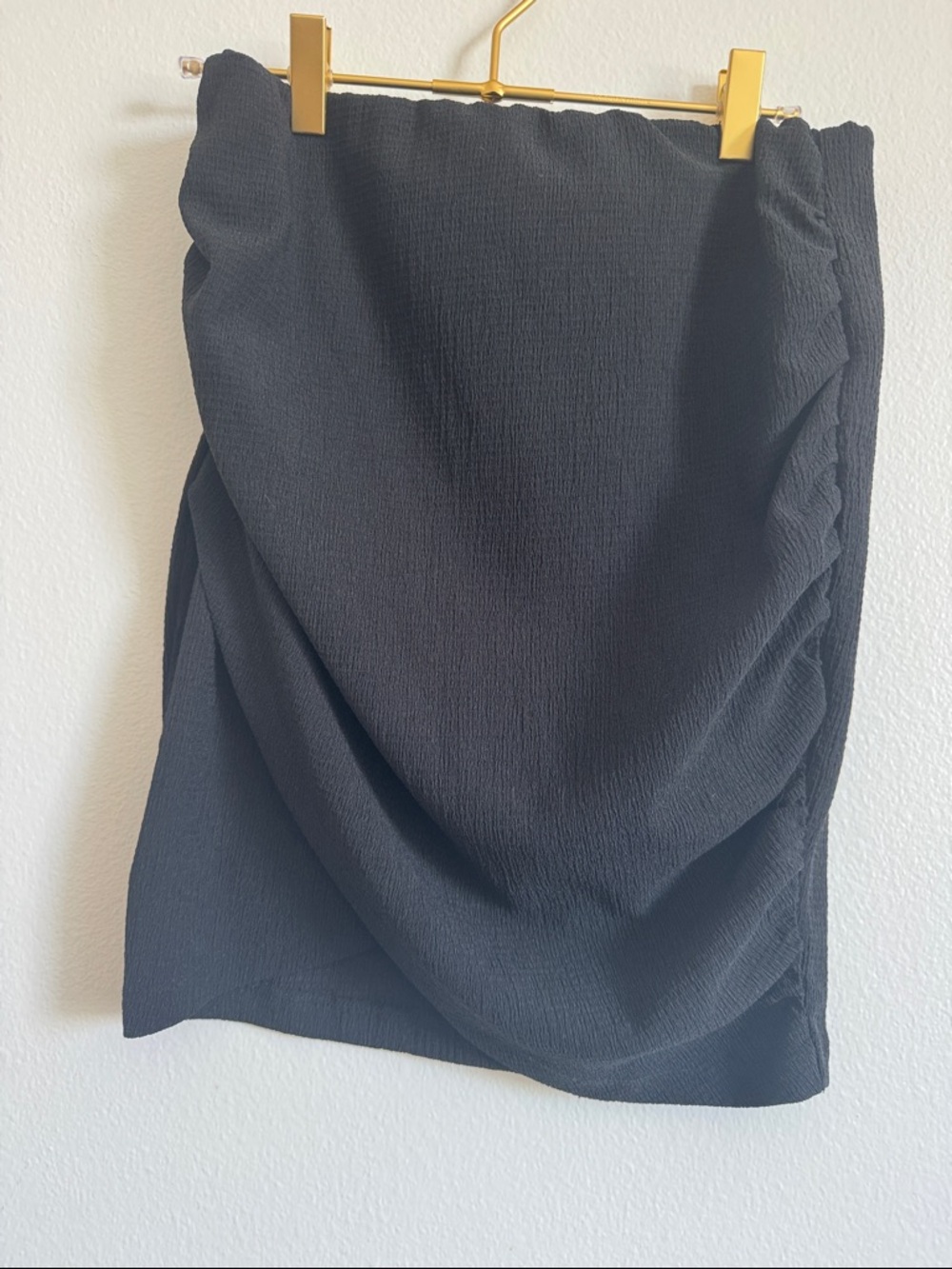 Free People Black Draped Mini Skirt with Gathered Side